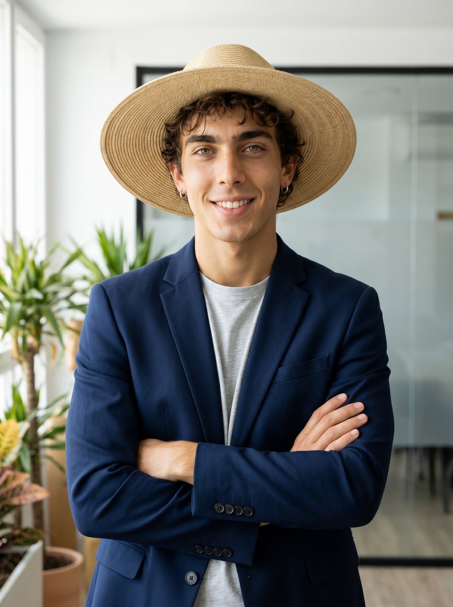 : A solopreneur exuding charisma, with a confident