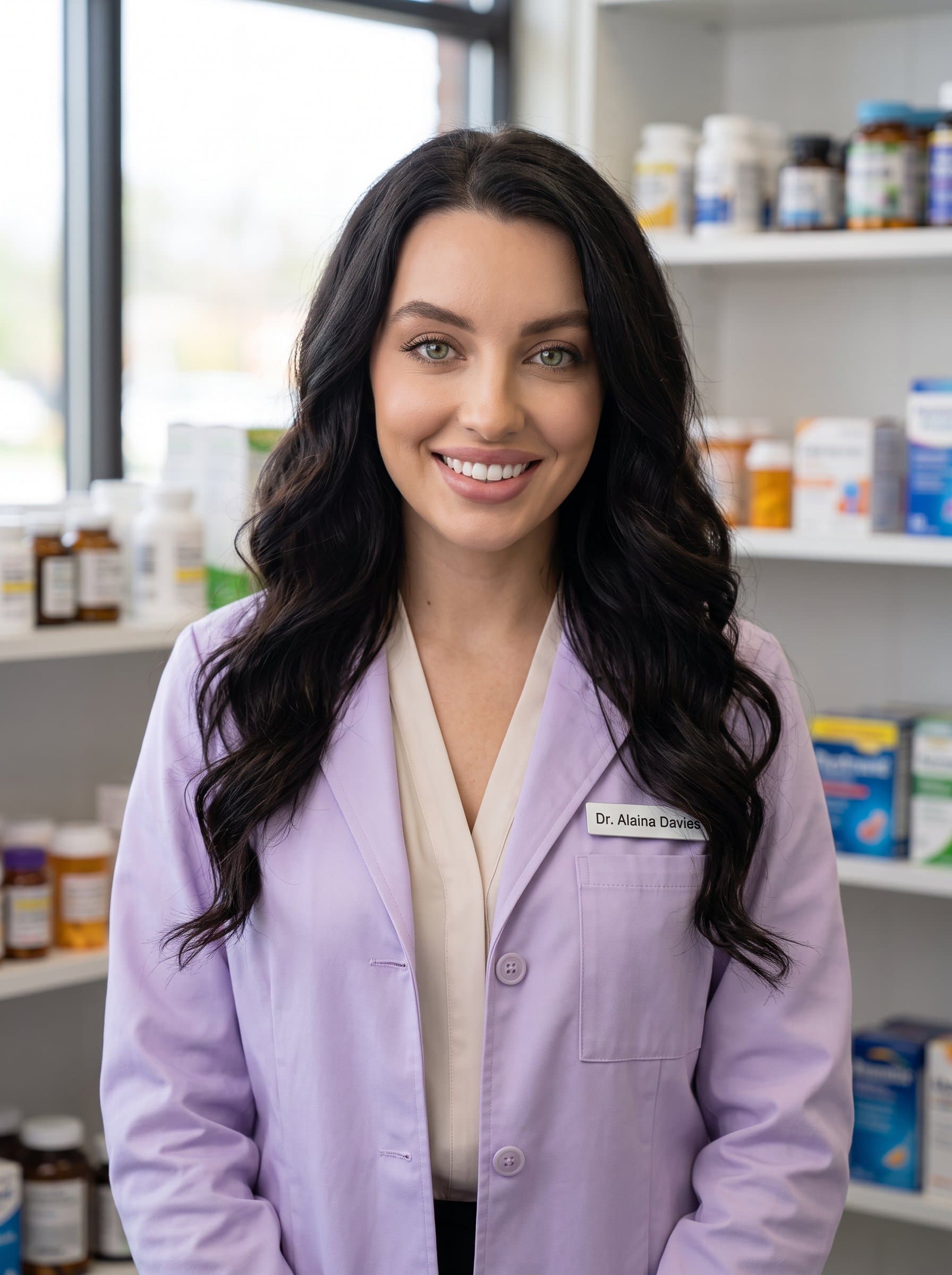: Capture a healthcare provider in a lavender lab